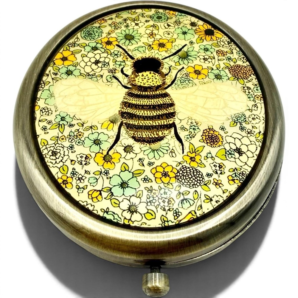 Vintage Jeweled Floral Compact Mirror  Brass Tone Colorful Gemstone Vanity Purse